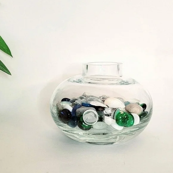 Vintage Blown Clear Art Glass Round Vase - Picture 6 of 9